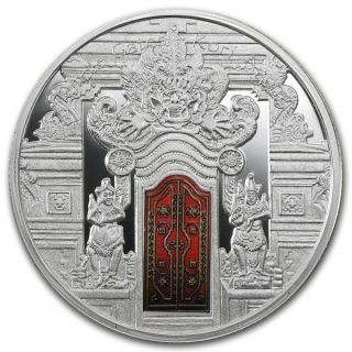 2012.  999 Silver $10 Proof Color Fiji Temple Gates Kori Agung $109.  99 photo