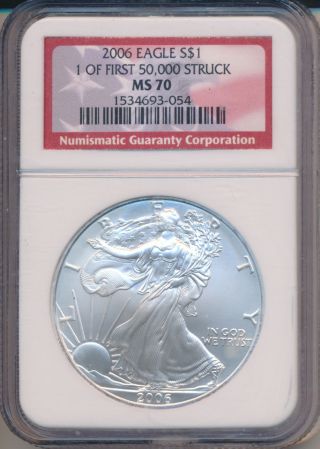 2006 Silver Eagle $1 - 1 Of First 50,  000 Struck Ms70 photo