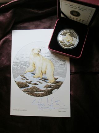 2014 Canada The Iconic Polar Bear With Coin Designer Autographed 5 ' X7 ' Card photo