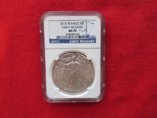 2013 - W Ms70 Early Releases Silver American Eagle (burnished) photo