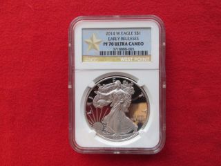 2014 - W Proof 70 Ultra Cameo Early Releases Silver American Eagle photo