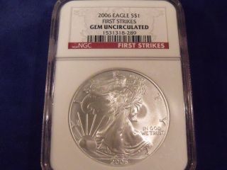 2006 Ngc Graded Silver Eagle Gem Uncirculated First Strike photo