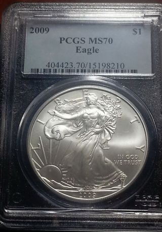 2009 Silver Eagle Pcgs Ms70 Mby739 photo