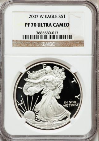 2007 - W $1 One - Ounce Silver Eagle Pr70 Ultra Cameo Ngc (622) photo