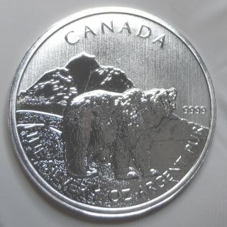 2011 $5 Silver Canada Wildfire Series Grizzly Bear 1 Oz.  9999 Bu photo