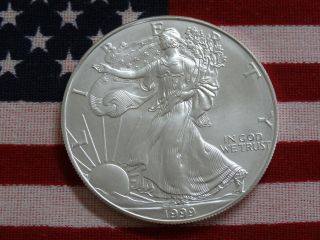1999 Unc.  American Silver Eagle (99.  9% Silver) photo