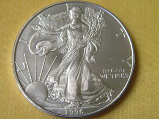 1996 Silver Eagle 1 Oz United States Silver Dollar.  999 Fine 2 Uncirculated photo