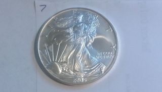 1 Oz 2005 Silver American Eagle Gem Bu (7) photo