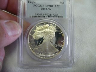 2003 W American Eagle Proof Coin Pcgs Pr 69 Dcam photo