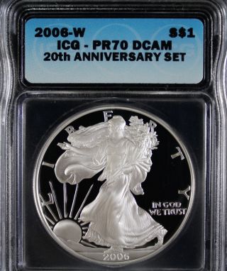 2006 - W American Silver Eagle Proof Icg Pr70 Deep Cameo 20th Anniversary photo