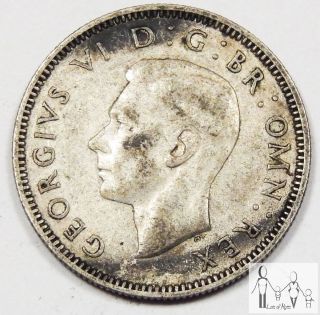 1944 Great Britain Fine One Shilling 50% Silver.  0909 Asw B40 photo