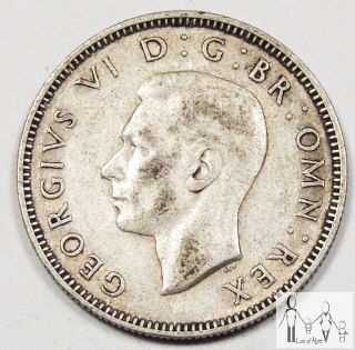 1945 Great Britain Very Fine Vf One Shilling 50% Silver.  0909 Asw B57 photo