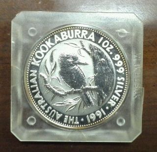 1991 1 Oz Silver Australian Kookaburra Coin - Toned - photo
