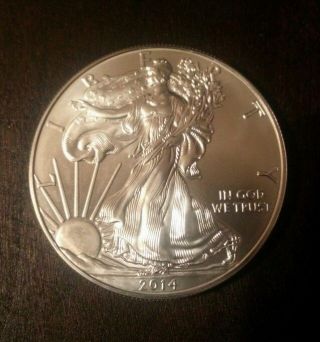 1oz 2014 American Silver Eagle $1 Dollar Coin.  999 Us Uncirculated photo