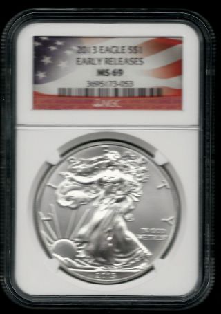 2013 American Silver Eagle (er) - Ngc Ms 69 - Bu 1 Oz.  999 Fine Silver photo