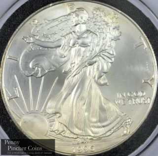 1996 Silver Eagle Unc Brilliant Uncirculated Key - Date Ase Lower Mintage photo