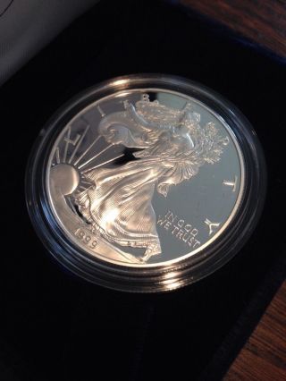 1999 - P Silver American Eagle Dollar Proof Coin – 1 Oz.  Us Coa/box photo