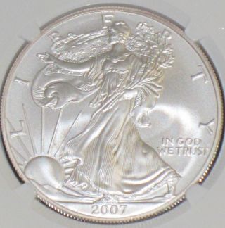 2007 W Ms 70 Burnished Ngc Certified West Point Silver Eagle Dollar photo