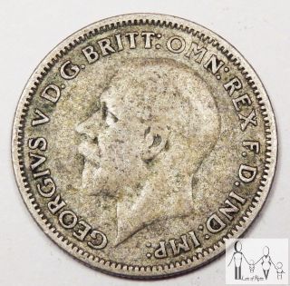 1933 Great Britain Very Good Vg 6 Six Pence 50% Silver.  0455 Asw C7 photo