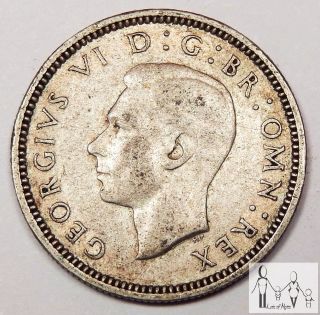 1939 Great Britain Very Good Vg 6 Six Pence 50% Silver.  0455 Asw C10 photo