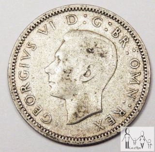 1942 Great Britain Very Good Vg 6 Six Pence 50% Silver.  0455 Asw C14 photo