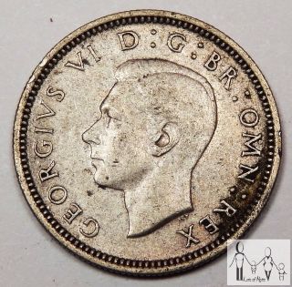1937 Great Britain Fine 6 Six Pence 50% Silver.  0455 Asw C24 photo