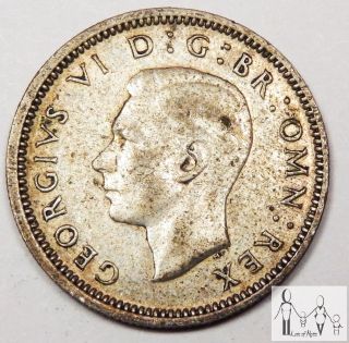1942 Great Britain Very Fine Vf 6 Six Pence 50% Silver.  0455 Asw C37 photo