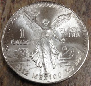 1982 Mexican Libertad Angle 1 Oz Pure Silver 