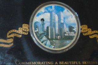 2001 Solid Silver Remembrance Dollar Commemorating 9/11 With 2001 Silver Eagle photo