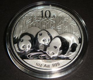 2013 - 1 Oz Chinese Panda Brilliant Uncirculated Fine Bullion Silver Coin photo