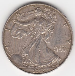 2002 U.  S.  Silver American Eagle $1 One Dollar 1 Oz Bullion Coin photo