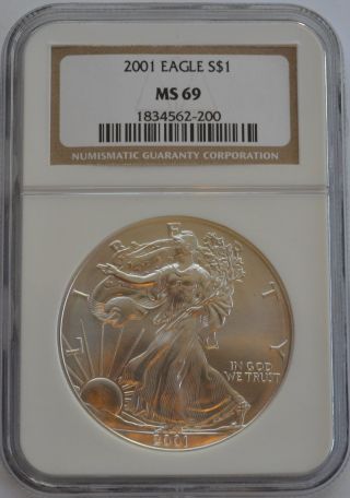 2001 American Eagle U.  S.  $1 Silver Bullion Ngc Ms69 1oz photo