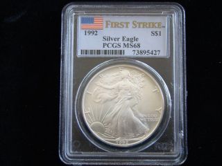 1992 American Silver Eagle Pcgs First Strike Ms 68 photo