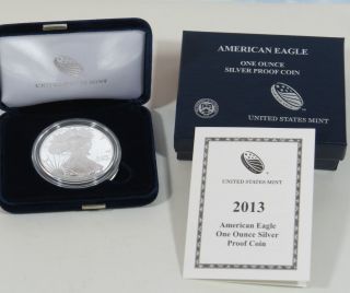 2013 - W American Proof Silver Eagle Us Coin + One Ounce Silver 99.  9% photo