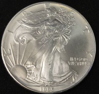 1995 American Silver Eagle Bullion Coin Key Date Choice Gem Bu Nr photo
