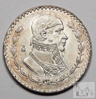 1963 Unc Toned Mexico 10% Silver Un 1 Peso.  0514 Asw photo