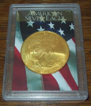 2010 24k Gold Plate American Silver Eagle 1 Troy Oz One Dollar Coin U.  S.  Flag photo