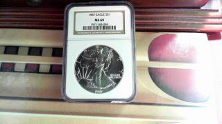 1987 $1 U.  S.  Silver Eagle Ms 69 Ngc Graded - - 2nd Year Of Series photo