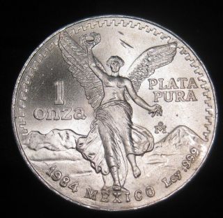 1984 Pure 999 Silver 1 Onza Plata Pura Ms Pl Mexico City Mom Bullion Round Coin4 photo