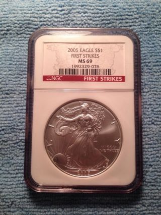 2005 First Strikes Silver Eagle Ms69 Ngc Graded Red Label photo