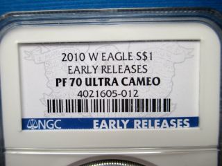 2010 W Silver Eagle $1 Ngc Pr70 Ultra Cameo Early Releases photo