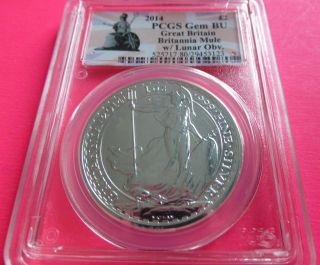 2014 Royal Britannia Pcgs Gem ' Error / Mule ' Silver £2 1oz Coin photo