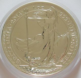 2014 Great Britain Elizabeth Ii 1oz Silver Britannia £2 Coin photo