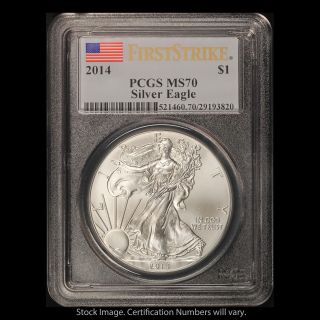 2014 One Ounce American Silver Eagle Pcgs Ms 70 First Strike photo