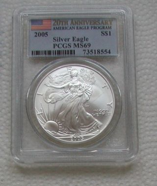 2005 Silver Eagle First Strike Pcgsms69 Dollar 73518554 photo