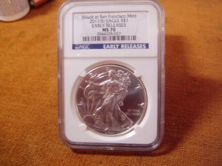 2011 S,  $1 American Silver Eagle,  Ngc Ms - 70,  Early Releases photo
