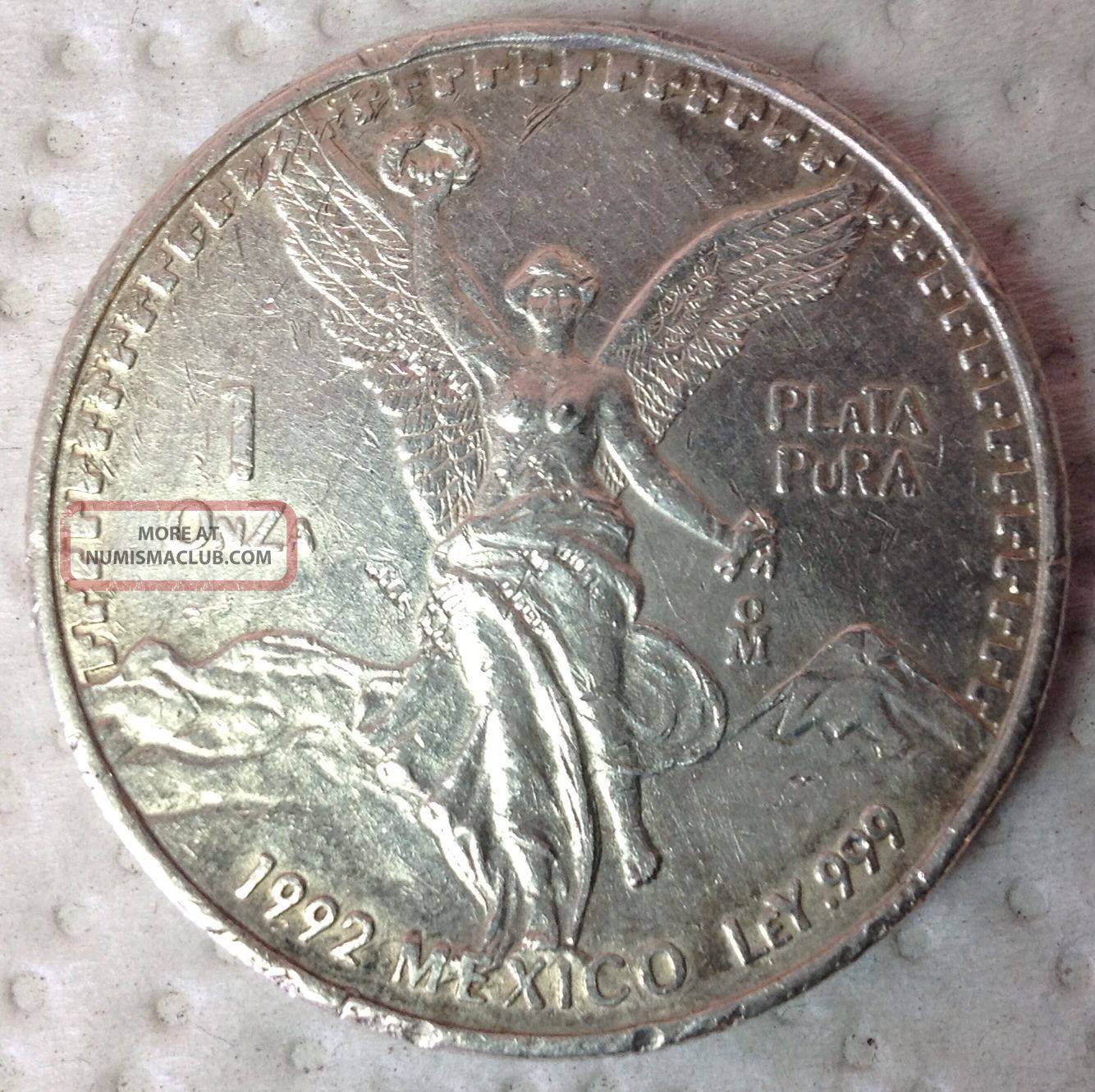 1992 1 Oz Silver Mexican Libert Ad One Onza Pura Plata 999 Fine 1992 1 Oz Silver Mexican Libert Ad One Onza Pura Plata 999 Fine