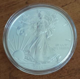 2014 American Silver Eagle Bu Coin 1 Troy Ounce 999 W/ Air Tite photo