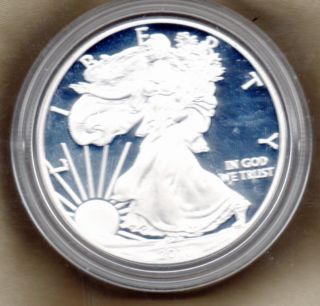 2010 Proof American Silver Eagle 1 Oz Silver Includes Box & Nr photo