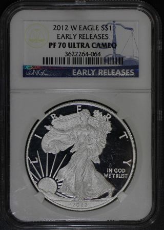 2012 - W (proof) Silver American Eagle Pf - 70 Ucam Ngc Early Releases photo